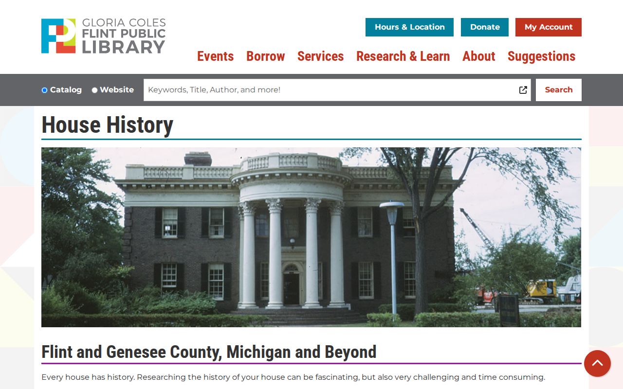 Grand Blanc Township previous residents house-history research at Flint Public Library