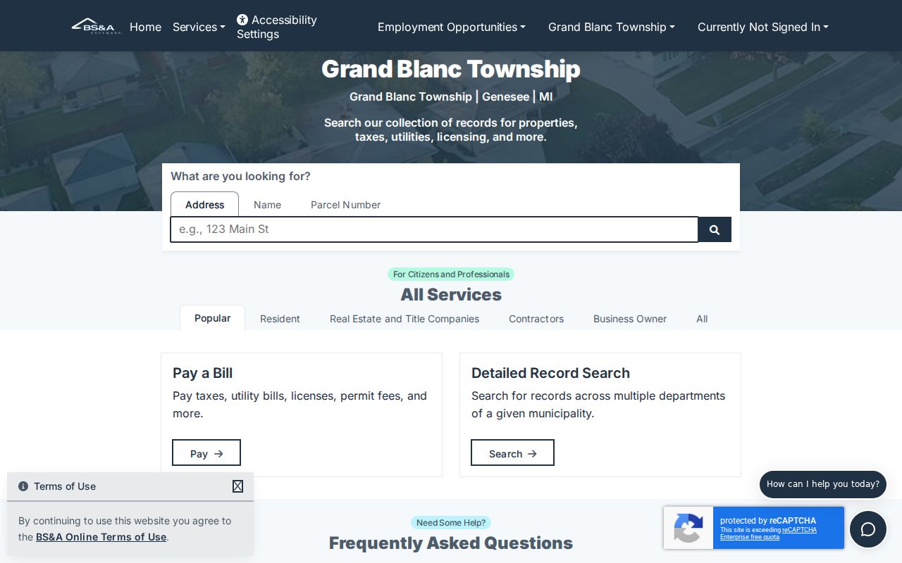 Grand Blanc Township residents directory BS&A property search