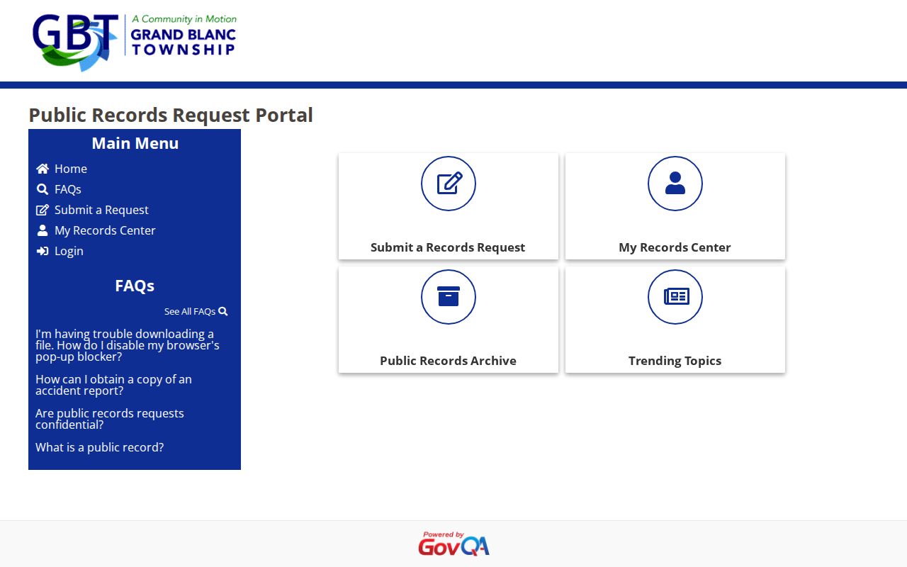 Grand Blanc Township residents directory FOIA request portal