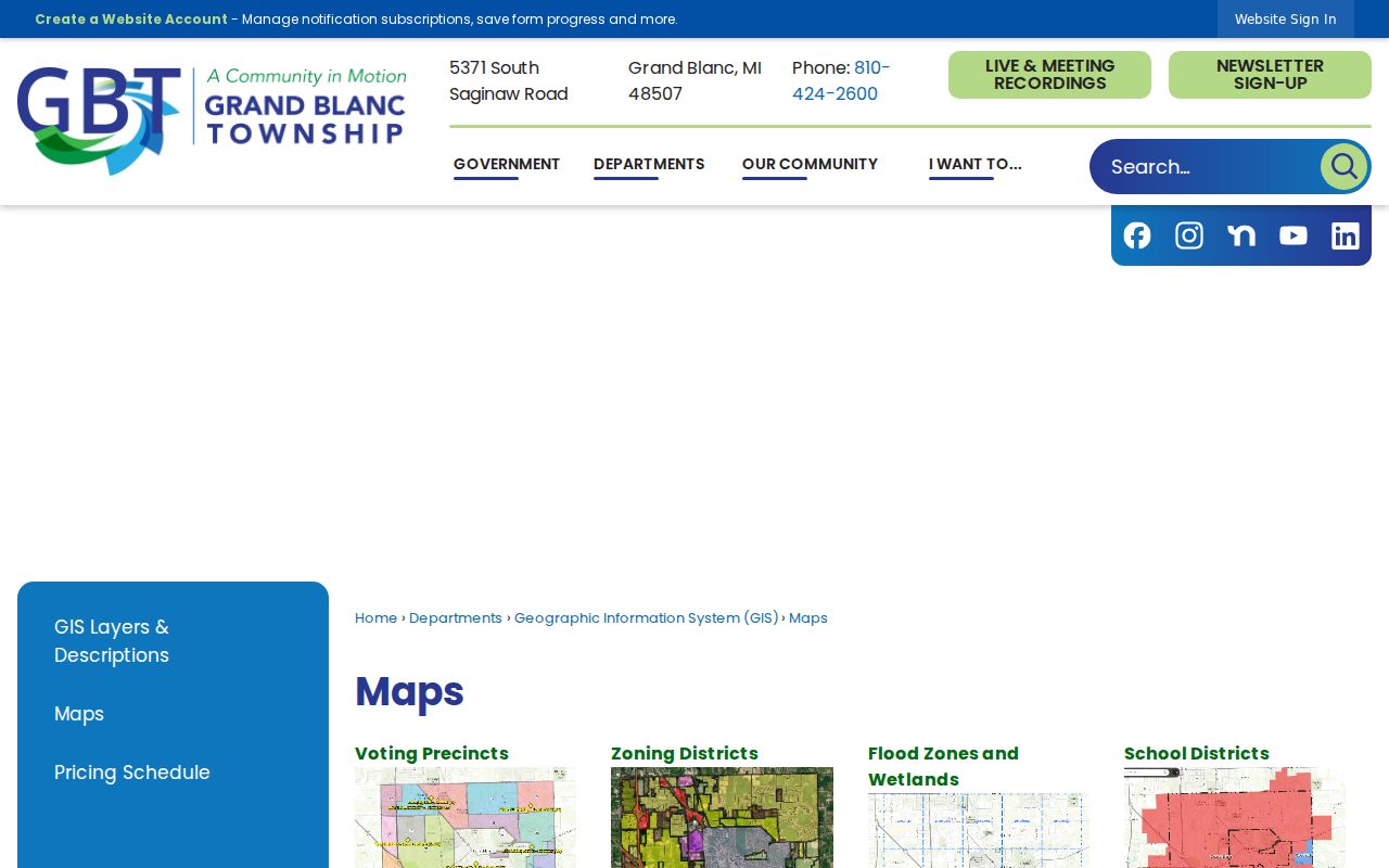 Grand Blanc Township neighbors context in township precinct and zoning maps