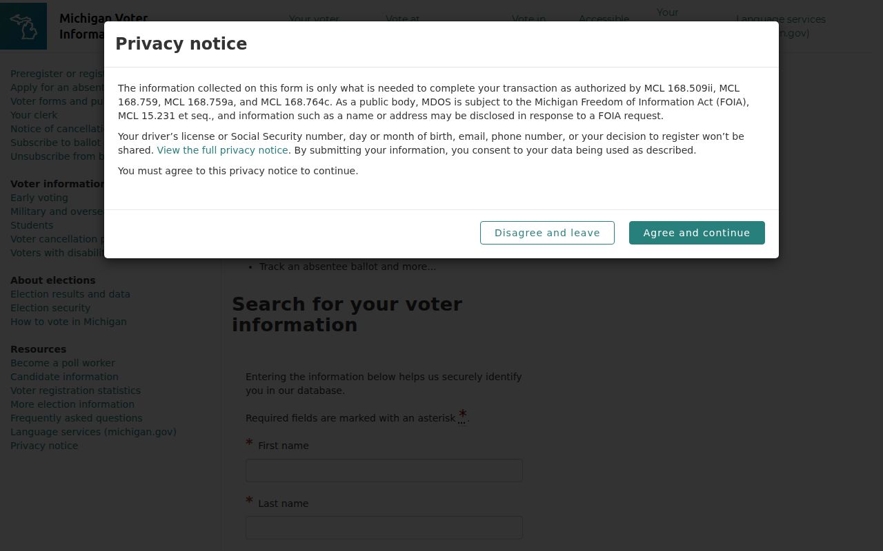Grand Blanc Township resident lookup Michigan voter information center